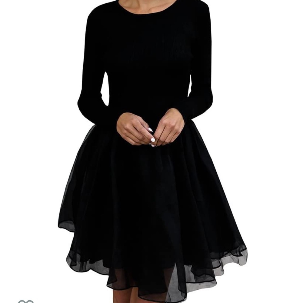 Knit dress with tulle skirt